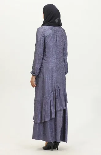 Volant-detailliertes Jacquard-Kleid 81866-01 Grau 81866-01