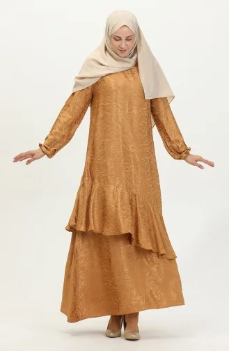 Robe Jacquard Détail Volants 81866-02 Moutarde 81866-02