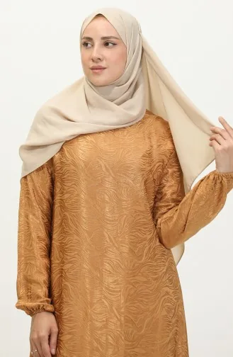 Robe Jacquard Détail Volants 81866-02 Moutarde 81866-02