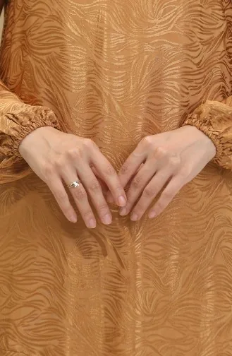 Robe Jacquard Détail Volants 81866-02 Moutarde 81866-02