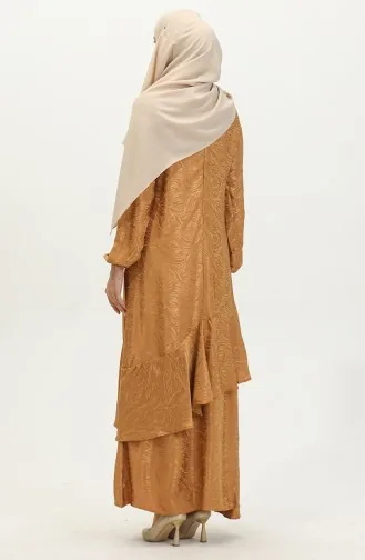 Robe Jacquard Détail Volants 81866-02 Moutarde 81866-02