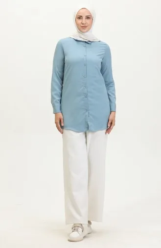 تونيك بتصميم أزرار 6111-04 لون نيلي 6111-04