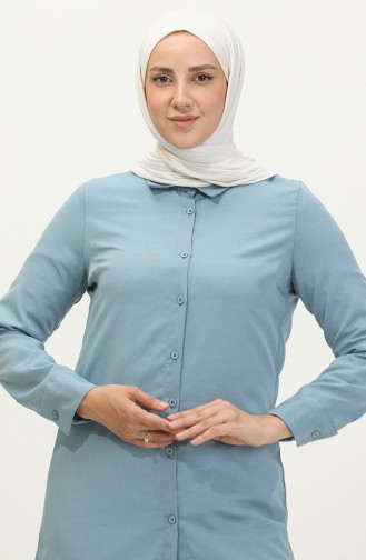 تونيك بتصميم أزرار 6111-04 لون نيلي 6111-04