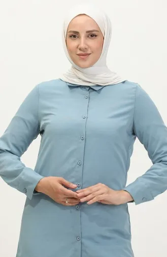 تونيك بتصميم أزرار 6111-04 لون نيلي 6111-04