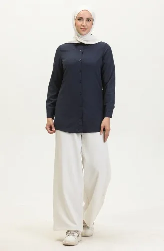 Tunique A Boutons 6111-01 Bleu Marine 6111-01