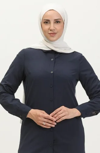Tunique A Boutons 6111-01 Bleu Marine 6111-01