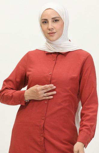 تونيك بتصميم أزرار 6111-03 لون بصلي داكن 6111-03