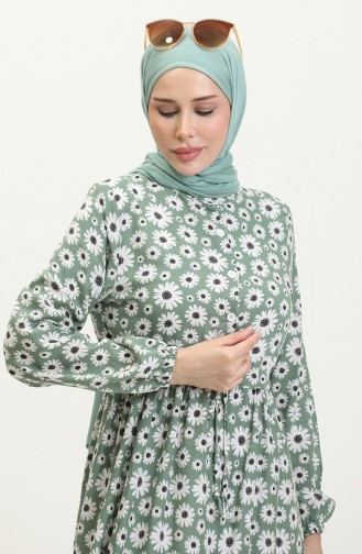 Robe Viscose Motif Marguerite 0416-02 Vert 0416-02