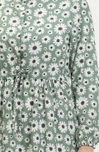 Viskosekleid Mit Gänseblümchenmuster 0416-02 Grün 0416-02
