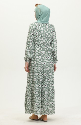 Robe Viscose Motif Marguerite 0416-02 Vert 0416-02