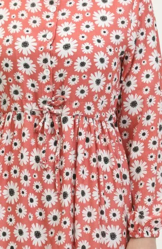Robe Viscose Motif Marguerites 0416-04 Rose Poudré 0416-04