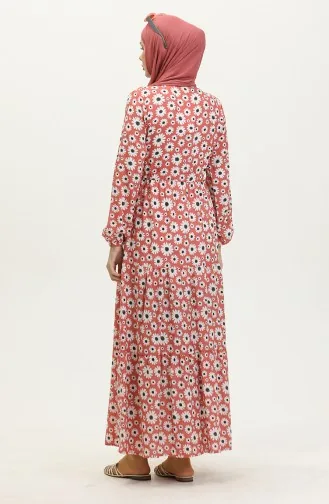 Robe Viscose Motif Marguerites 0416-04 Rose Poudré 0416-04