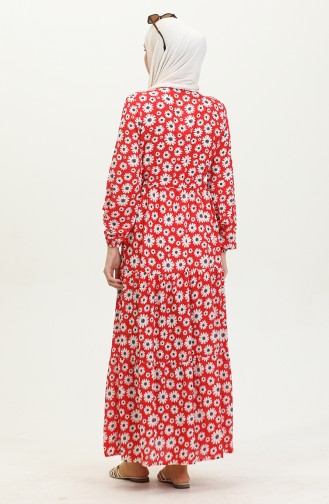 Viskosekleid Mit Gänseblümchenmuster 0416-03 Rot 0416-03