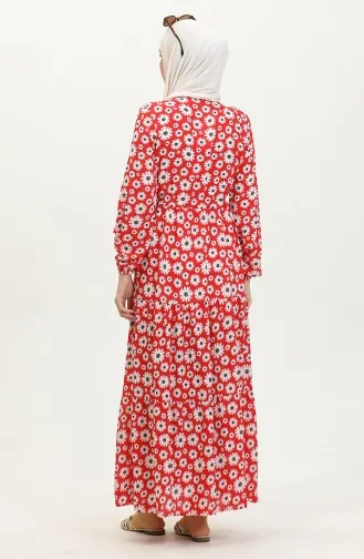 Viskosekleid Mit Gänseblümchenmuster 0416-03 Rot 0416-03