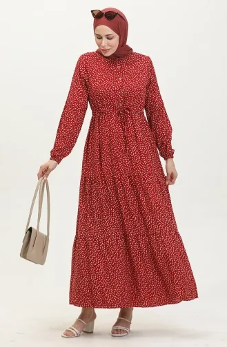 Robe Viscose à Motifs 0419-02 Rouge 0419-02
