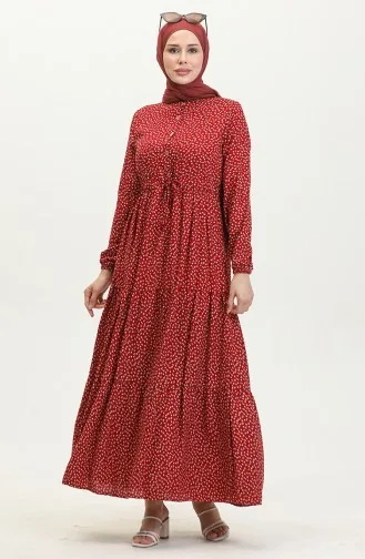 Robe Viscose à Motifs 0419-02 Rouge 0419-02