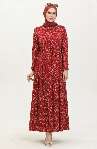 Robe Viscose à Motifs 0419-02 Rouge 0419-02