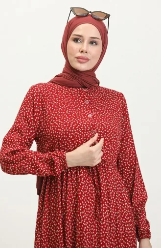 Robe Viscose à Motifs 0419-02 Rouge 0419-02