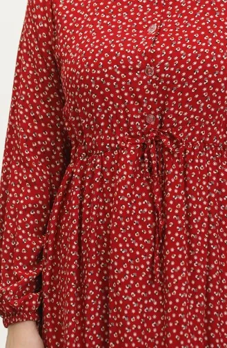 Robe Viscose à Motifs 0419-02 Rouge 0419-02