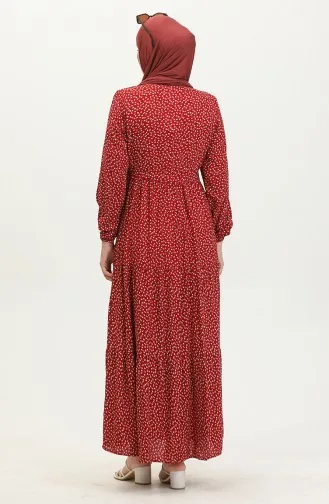 Robe Viscose à Motifs 0419-02 Rouge 0419-02