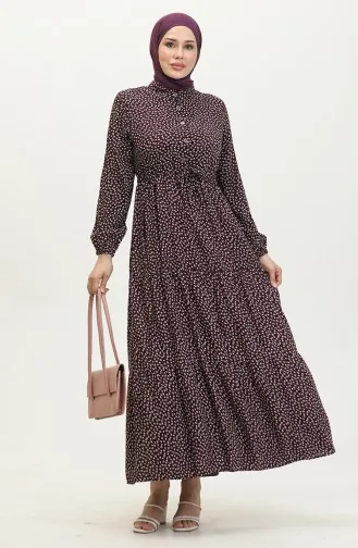 Robe Viscose à Motifs 0419-01 Pourpre 0419-01