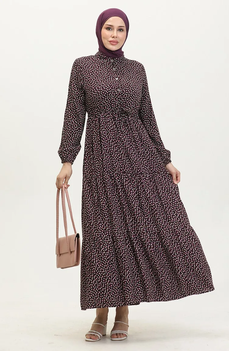 Robe Viscose à Motifs 0419-01 Pourpre 0419-01