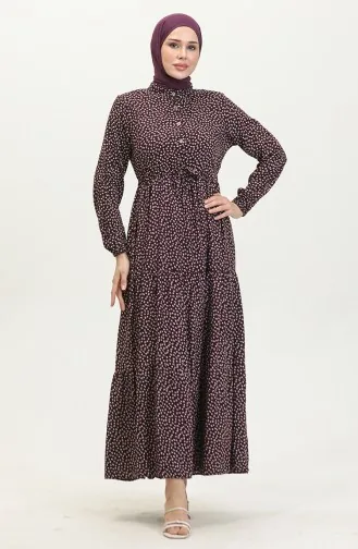Robe Viscose à Motifs 0419-01 Pourpre 0419-01