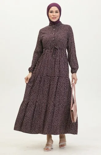 Robe Viscose à Motifs 0419-01 Pourpre 0419-01