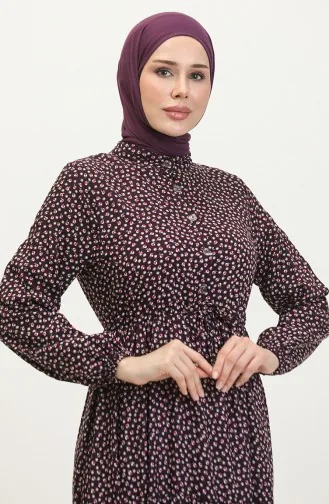 Robe Viscose à Motifs 0419-01 Pourpre 0419-01