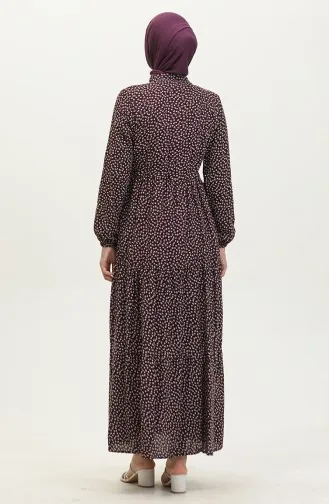 Robe Viscose à Motifs 0419-01 Pourpre 0419-01