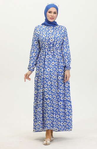 Daisy Pattern Viscose Dress 0416-05 Saks 0416-05