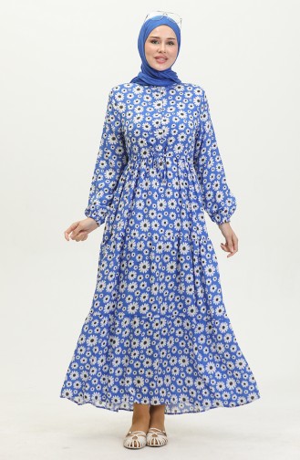 Daisy Pattern Viscose Dress 0416-05 Saks 0416-05