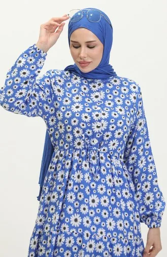 Papatya Desen Viskon Elbise 0416-05 Saks