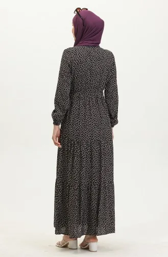 Patterned Viscose Dress 0419-05 Black 0419-05