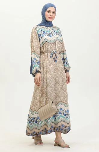 Color Garnished Viscose Dress 0418-02 Mink 0418-02