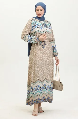 Color Garnished Viscose Dress 0418-02 Mink 0418-02