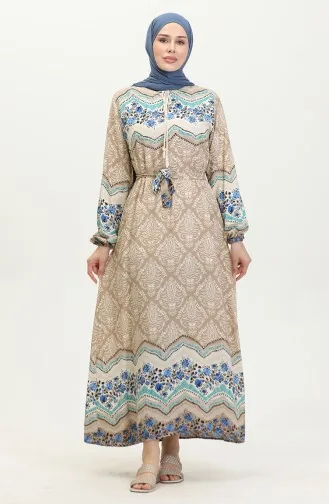 Color Garnished Viscose Dress 0418-02 Mink 0418-02