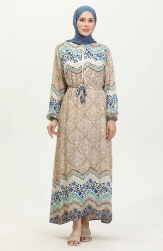 Color Garnished Viscose Dress 0418-02 Mink 0418-02