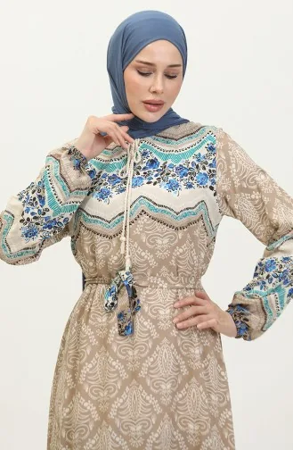 Color Garnished Viscose Dress 0418-02 Mink 0418-02