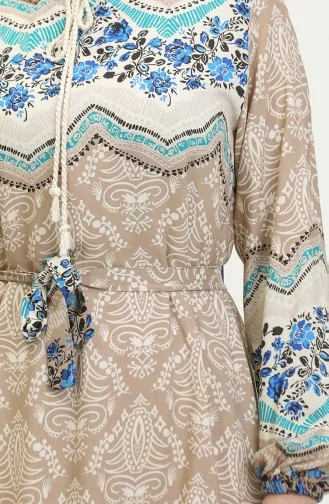 Color Garnished Viscose Dress 0418-02 Mink 0418-02