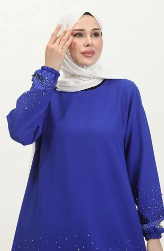 Taş Baskılı Araboy Abiye Tunik Pantolon İkili Takım 0409-03 Saks