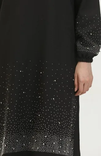 Stone Printed Midi Evening Two Piece Suit 0409-05 Black 0409-05