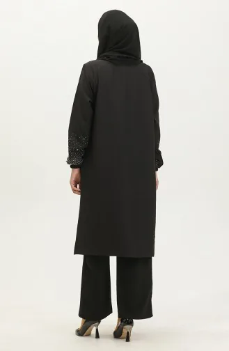 Stone Printed Midi Evening Two Piece Suit 0409-05 Black 0409-05