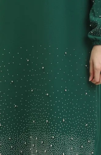 Taş Baskılı Araboy Abiye Tunik Pantolon İkili Takım 0409-01 Zümrüt Yeşili