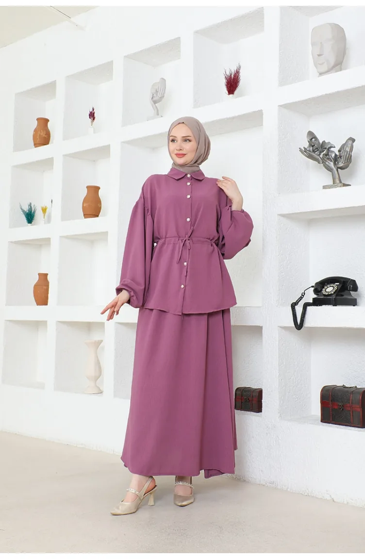 Costume Hijab Ayrobin Avec Jupe Brc2409 2409-06 Lilas 2409-06