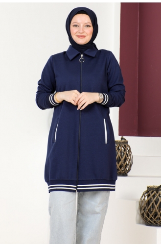 Gerippter Detaillierter Kurzumhang Für Damen Brc6503 6503-02 Marineblau 6503-02