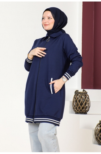 Gerippter Detaillierter Kurzumhang Für Damen Brc6503 6503-02 Marineblau 6503-02