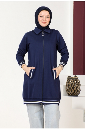 Gerippter Detaillierter Kurzumhang Für Damen Brc6503 6503-02 Marineblau 6503-02