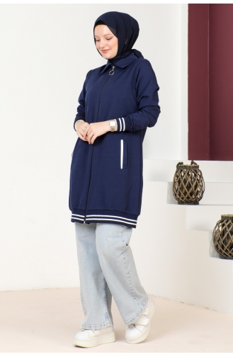 Gerippter Detaillierter Kurzumhang Für Damen Brc6503 6503-02 Marineblau 6503-02