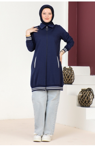 Gerippter Detaillierter Kurzumhang Für Damen Brc6503 6503-02 Marineblau 6503-02